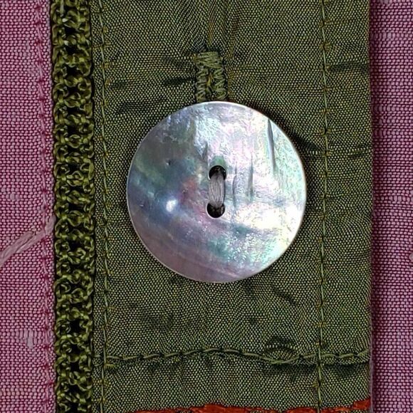 Parsley & Sage Button Down Shirt Pink Green Long Sleeve Patchwork Medium New - Picture 6 of 12